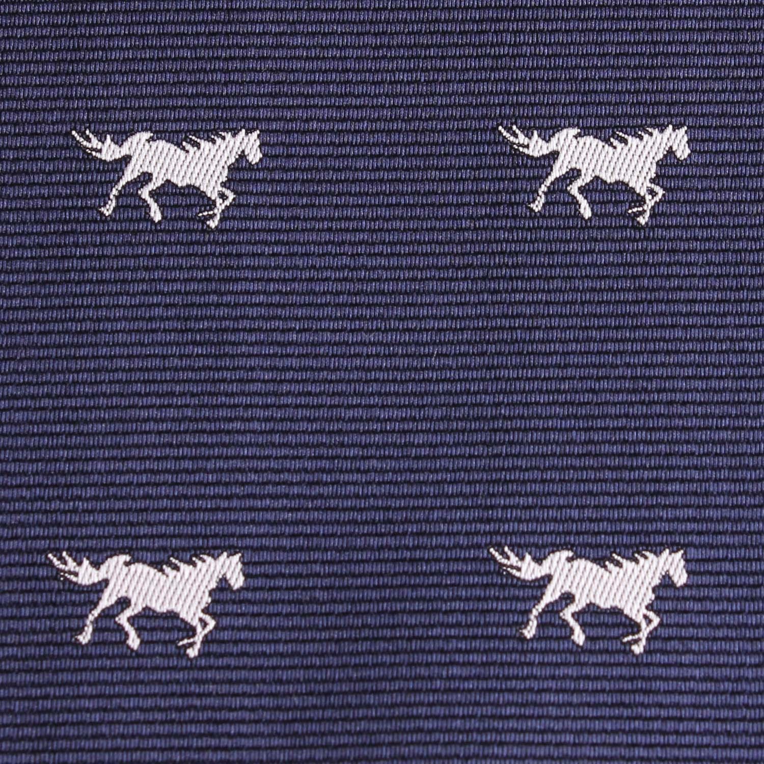 Navy Blue Race Horse Fabric Self Tie Diamond Tip Bow Tie M106