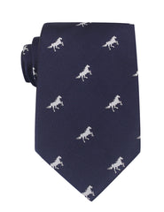Navy Blue Race Horse Necktie