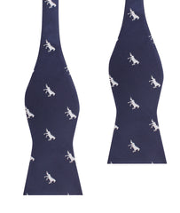 Navy Blue Race Horse Self Tie Bow Tie