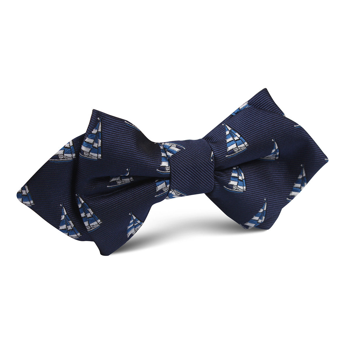 Navy Blue Sailor Boat Diamond Bow Tie