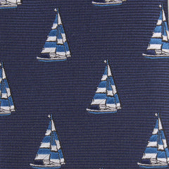 Navy Blue Sailor Boat Fabric Bow Tie M094