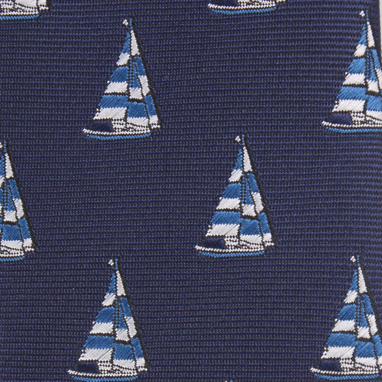 Navy Blue Sailor Boat Fabric Skinny Tie M094