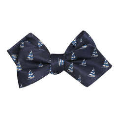 Navy Blue Sailor Boat Self Tie Diamond Tip Bow Tie 1