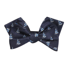 Navy Blue Sailor Boat Self Tie Diamond Tip Bow Tie 2