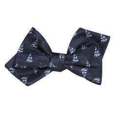 Navy Blue Sailor Boat Self Tie Diamond Tip Bow Tie 3