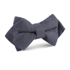 Navy Blue Slub Linen Diamond Bow Tie