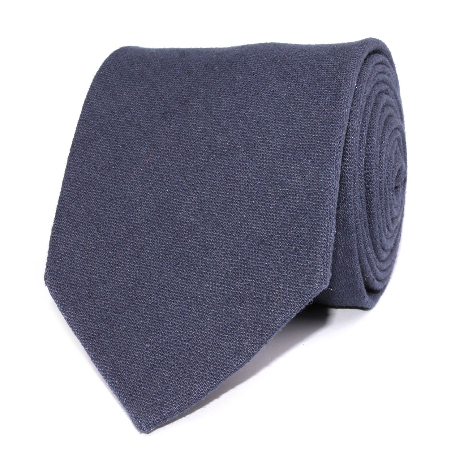Navy Blue Slub Linen Necktie Front