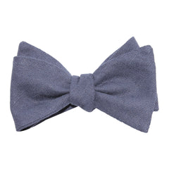 Navy Blue Slub Linen Self Tie Bow Tie 1
