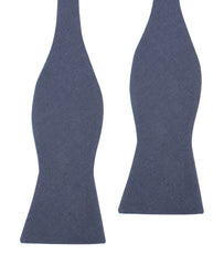 Navy Blue Slub Linen Self Tie Bow Tie