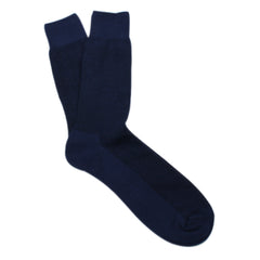 Navy Blue Textured Cotton-Blend Stylish Mens OTAA Socks