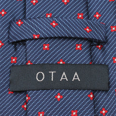 Navy Blue Tie with Red Pattern Back