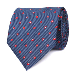 Navy Blue Tie with Red Pattern Front View