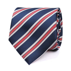 Navy Blue Tie with Red Stripes Front View