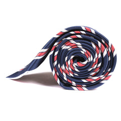 Navy Blue Tie with Red Stripes Side View