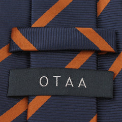 Navy Blue Tie with Striped Brown Back