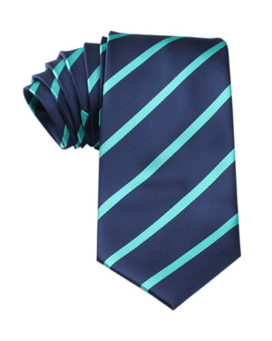 Navy Blue Tie with Striped Light Blue