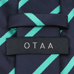 Navy Blue Tie with Striped Light Blue Back