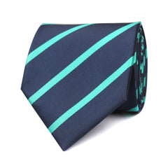 Navy Blue Tie with Striped Light Blue Front View