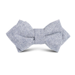 Navy Blue Tweed Linen Stitching Kids Diamond Bow Tie