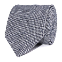 Navy Blue Tweed Linen Stitching Necktie Front