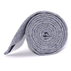Navy Blue Tweed Linen Stitching Necktie Side roll