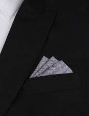Navy Blue Tweed Linen Stitching Oxygen Three Point Pocket Square Fold