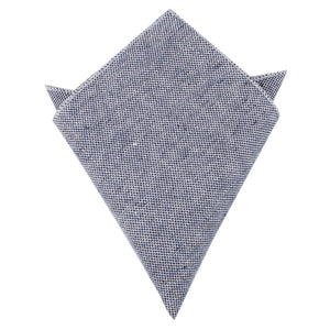 Navy Blue Tweed Linen Stitching Pocket Square