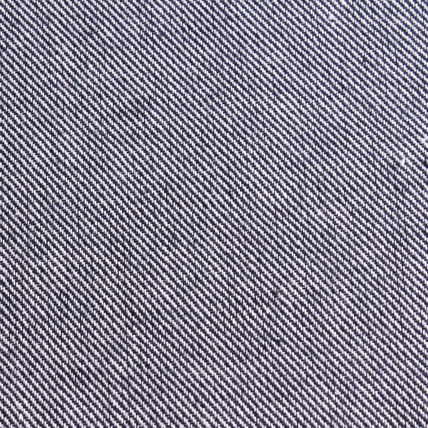 Navy Blue & White Twill Stripe Linen Fabric Skinny Tie L189