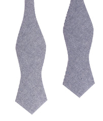Navy Blue & White Twill Stripe Linen Self Tie Diamond Tip Bow Tie