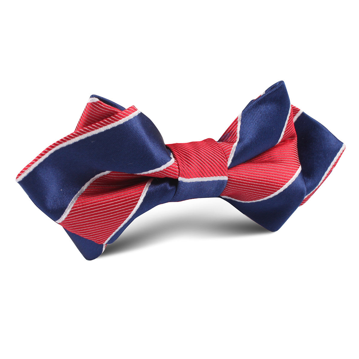Navy Blue White and Red Diagonal Diamond Bow Tie