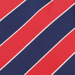 Navy Blue White and Red Diagonal Fabric Skinny Tie X221