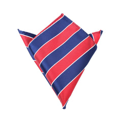 Navy Blue White and Red Diagonal Pocket Square