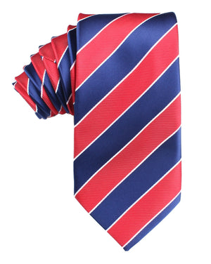 Navy Blue White and Red Diagonal Tie