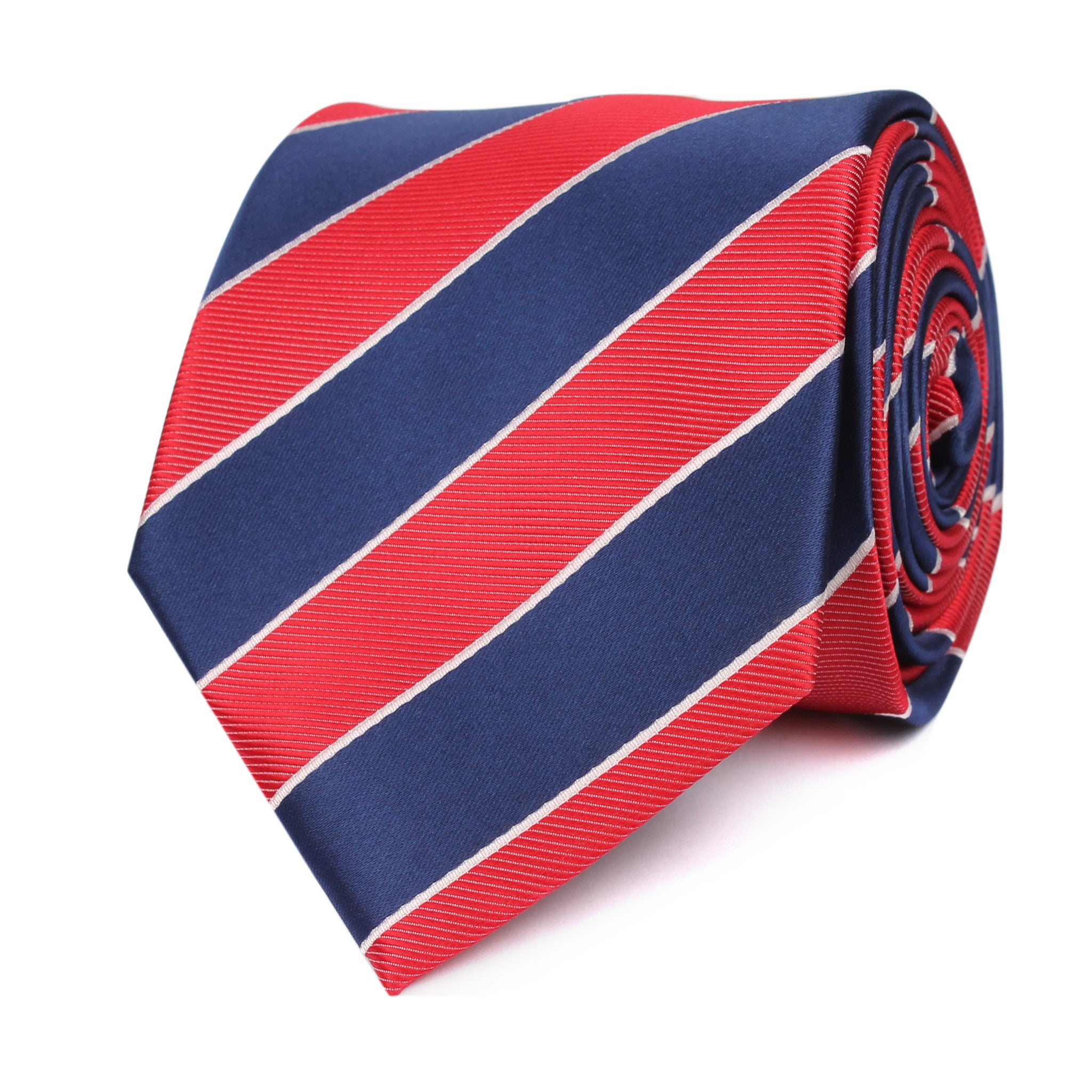 Navy Blue White and Red Diagonal Tie Front View