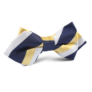 Navy Blue & Yellow Stripe Diamond Bow Tie