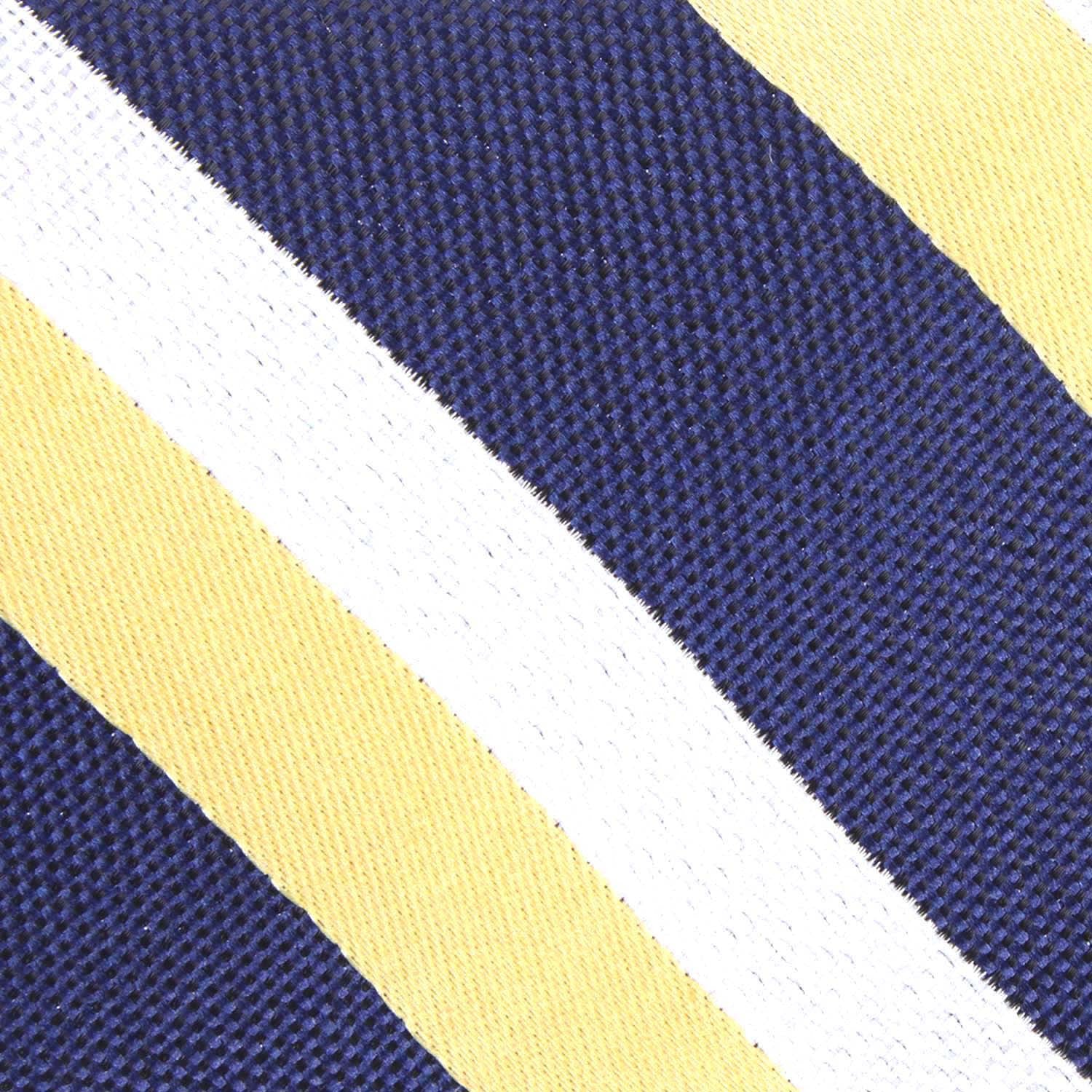Navy Blue & Yellow Stripe Fabric Self Tie Diamond Tip Bow Tie M109