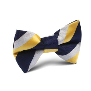 Navy Blue & Yellow Stripe Kids Bow Tie