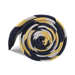 Navy Blue & Yellow Stripe Necktie Side Roll