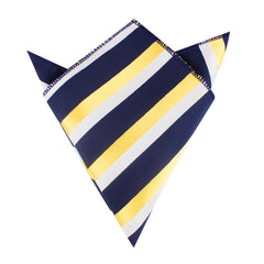 Navy Blue & Yellow Stripe Pocket Square