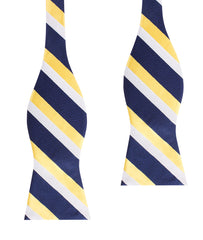 Navy Blue & Yellow Stripe Self Tie Bow Tie