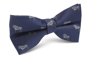 Navy Blue Zebra Bow Tie
