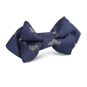 Navy Blue Zebra Diamond Bow Tie