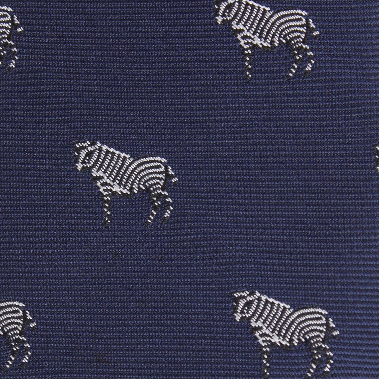 Navy Blue Zebra Fabric Skinny Tie M105