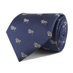 Navy Blue Zebra Necktie Front Roll