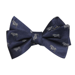 Navy Blue Zebra Self Tie Bow Tie 1