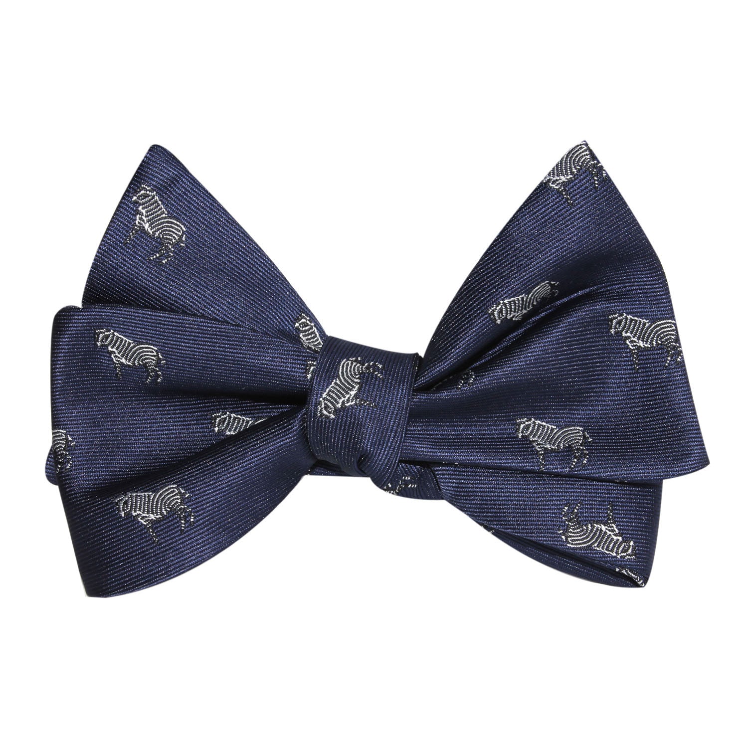 Navy Blue Zebra Self Tie Bow Tie 2