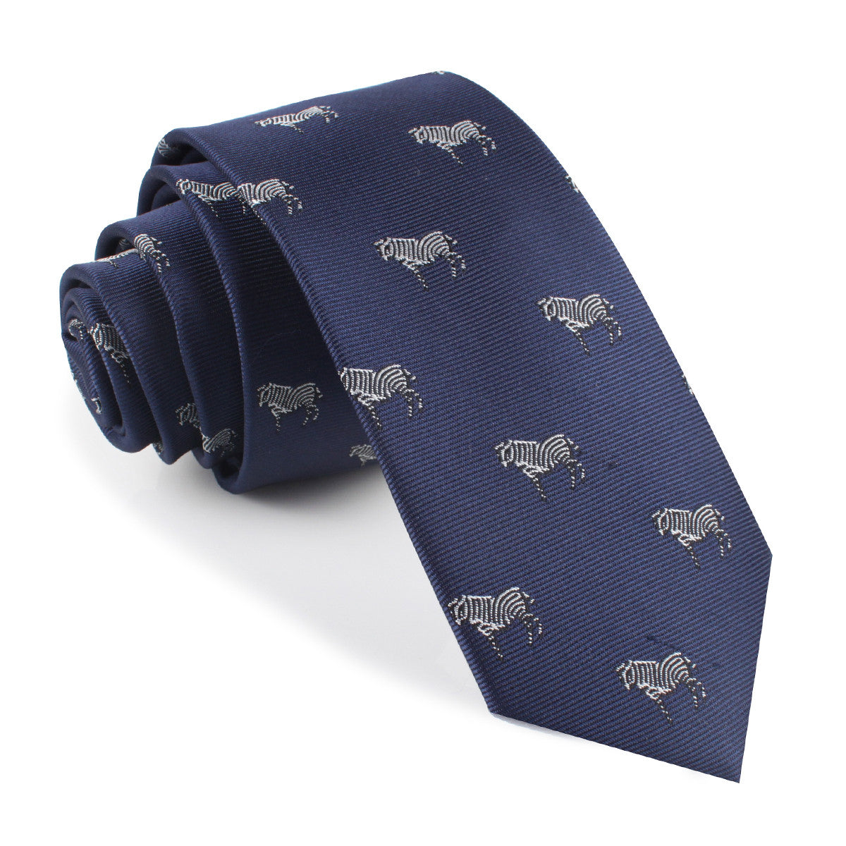 Navy Blue Zebra Skinny Tie