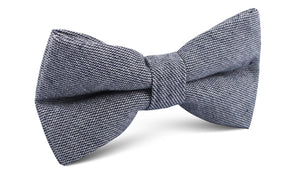 Navy Blue Zig Zag Linen Bow Tie