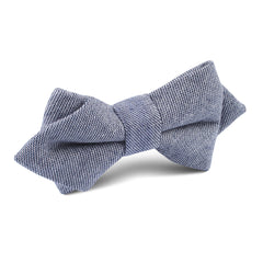Navy Blue Zig Zag Linen Diamond Bow Tie