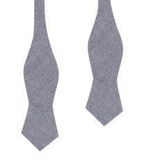 Navy Blue Zig Zag Linen Self Tie Diamond Tip Bow Tie